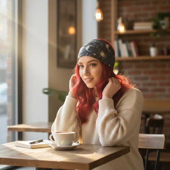 Moon & Sun Celestial Headband - Dark Witchy Boho Stretch - New - Picture 2 of 8